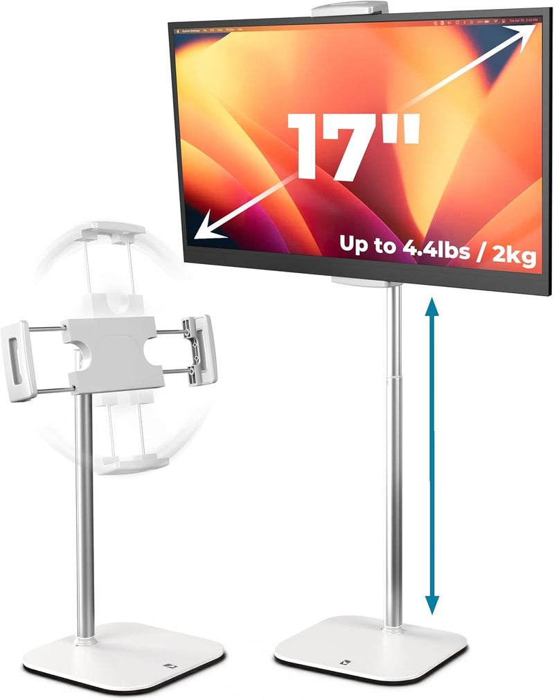 cooper TabStand, 20" Tall iPad Stand for Desk, Portable Monitor Holder up to 17" Holds 4.4lb, Desktop Tablet Stand, Tablet Mount, Apple iPad Holder for Desk, for Samsung, Kindle, Fire (Frost White) - Image 1